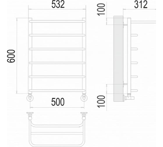 Полотенцесушитель Terminus Полка П6 500x600 4670078530288