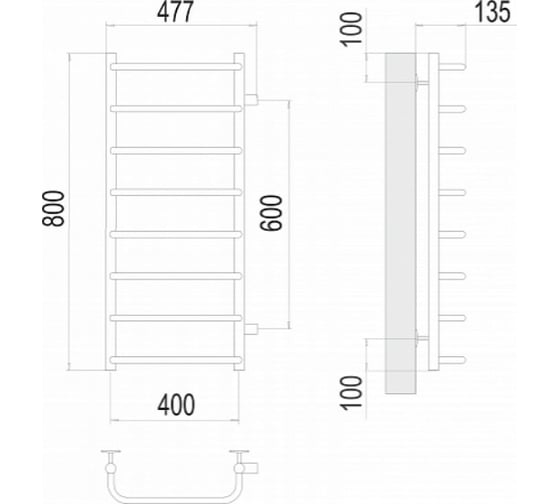 Полотенцесушитель Terminus Стандарт П8 400x800 бп600 4670078530363
