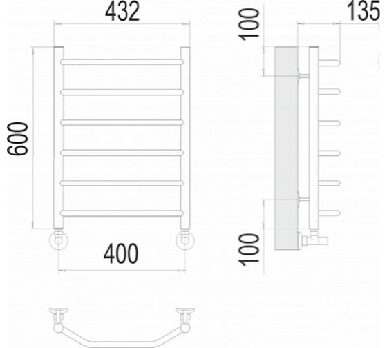 Полотенцесушитель Terminus Виктория П6 400x600 4670078530066