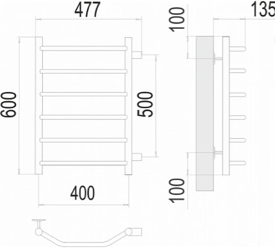 Полотенцесушитель Terminus Виктория П6 400x600 бп500 4670078530059