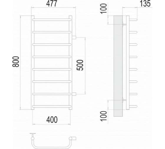 Полотенцесушитель Terminus Стандарт П8 400x800 бп500 4670078530356