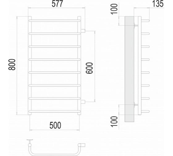 Полотенцесушитель Terminus Стандарт П8 500x800 бп600 4670078530394