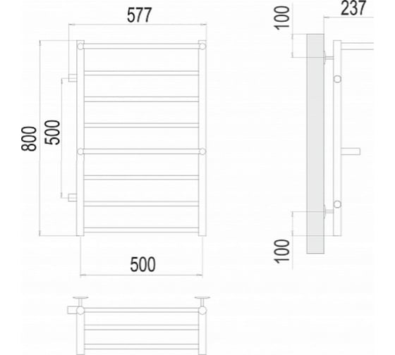 Полотенцесушитель Terminus Анкона П8 500x800 бп500 слева 4670078531476