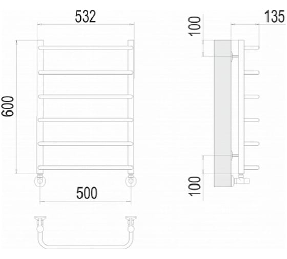 Полотенцесушитель Terminus Стандарт П6 500x600 4670078530332