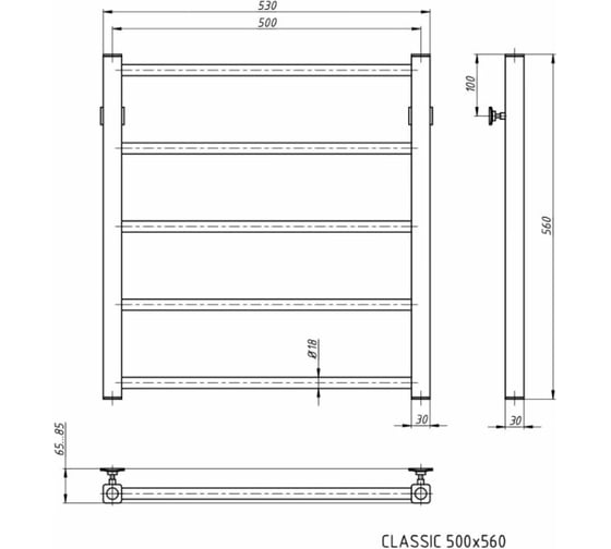 Водяной полотенцесушитель STINOX Classic белый CL60-WM