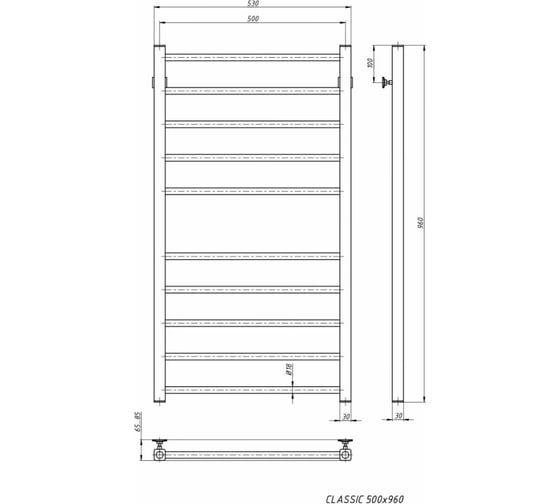 Водяной полотенцесушитель STINOX Classic черный CL100-BM