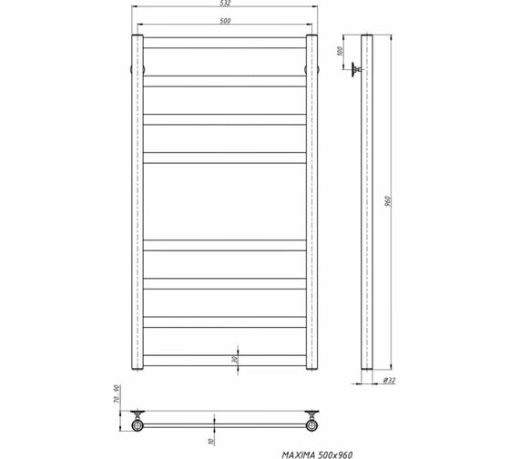 Водяной полотенцесушитель STINOX Maxima белый MAX100-WM