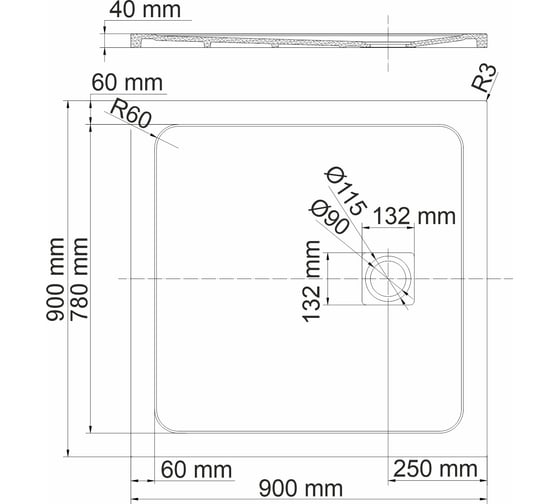 Душевой поддон WasserKraft Rhin 44T03