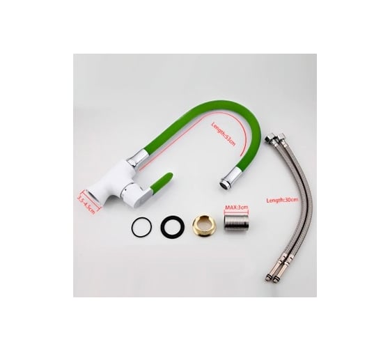 Смеситель для кухни MATRIX SMF-323317/WT-GN 40 мм, зеленый силиконовый излив 6315