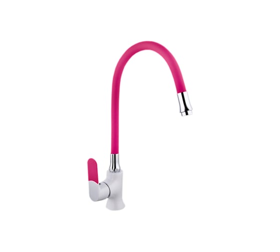 Смеситель для кухни MATRIX SMF-323317/WT-PK 40 мм, розовый силиконовый излив 6313