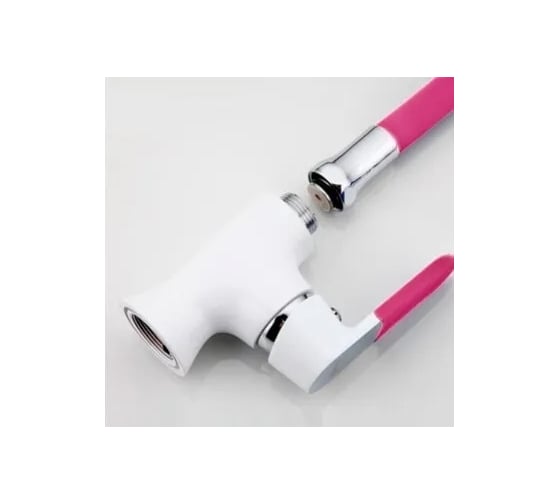 Смеситель для кухни MATRIX SMF-323317/WT-PK 40 мм, розовый силиконовый излив 6313
