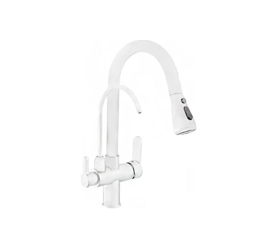 Смеситель для кухни MATRIX Filter SMF-363637/WT 40 мм, 2 в 1, белый, с дополнительным краном для питьевой воды 1263