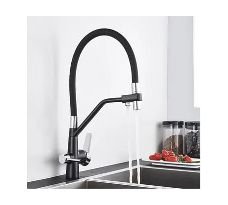 Смеситель для кухни MATRIX Filter SMF-323357/BK 40 мм, 2 в 1, хром/черный, с дополнительным краном для питьевой воды 0368