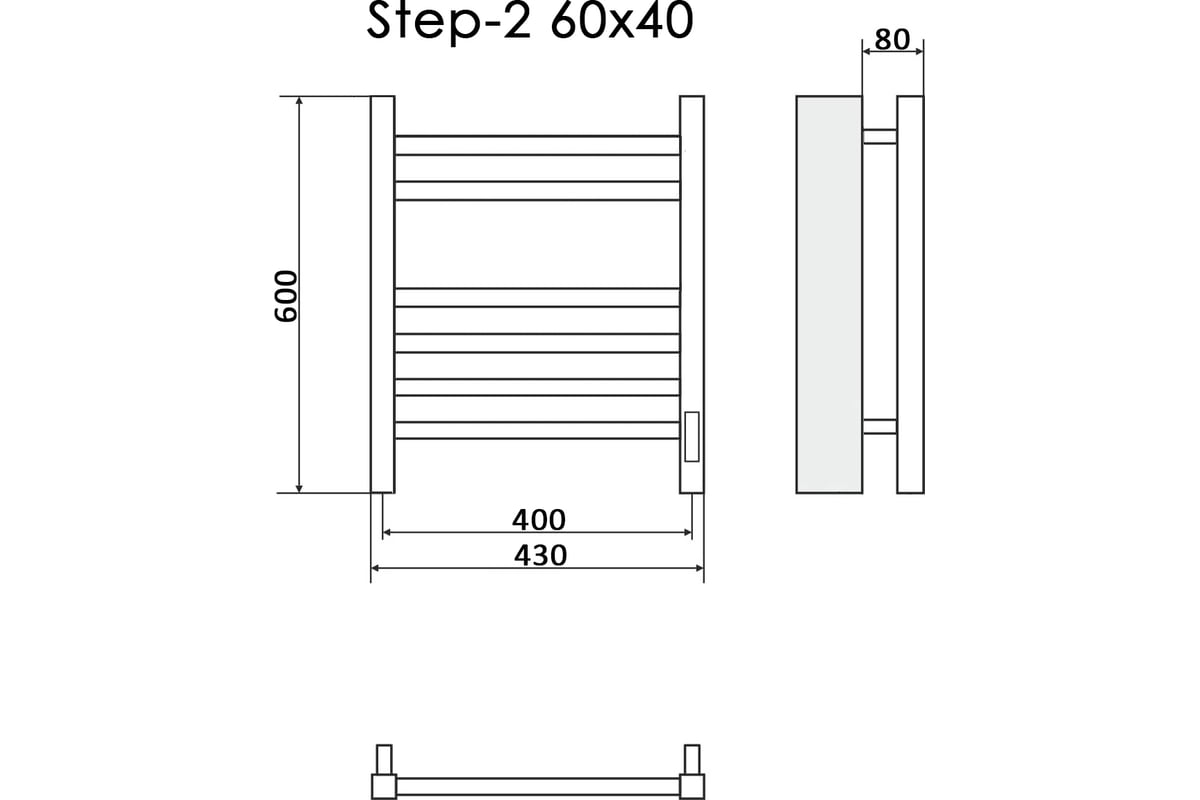 Электрический полотенцесушитель Ника кабельный сухой тэн STEP-2 60/40 прав  - выгодная цена, отзывы, характеристики, фото - купить в Москве и РФ