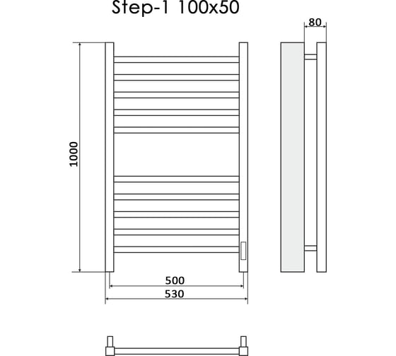 Электрический полотенцесушитель Ника кабельный сухой тэн STEP-1 100/50 прав