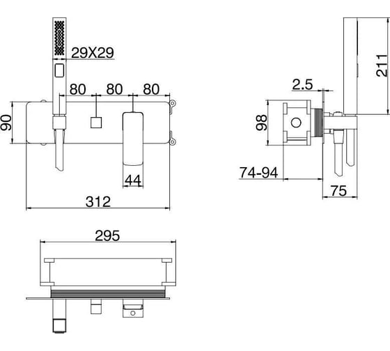 Смеситель для душа ALLEN BRAU Infinity 5.21011-31 с внутренней частью 00265456