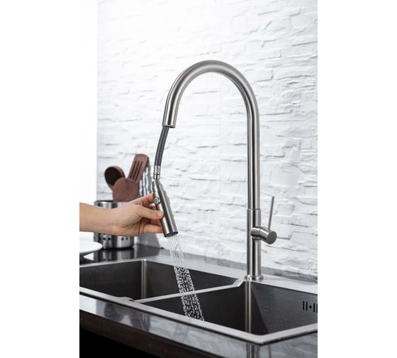 Смеситель для кухни ALLEN BRAU Sprungfeder 5.60002-SS сталь 00280707