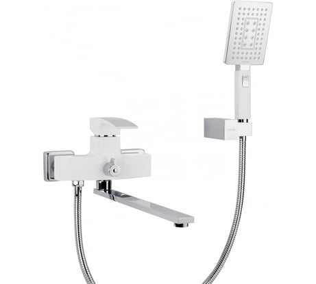 Смеситель для ванны и умывальника Gappo 35к G2207-7 дивертер на корпусе, L-нос, белый, хром 547849