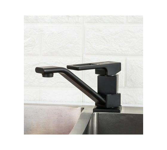 Смеситель для кухни Gappo 35k G4517-6 длинный поворотный излив, п/гайку, черный 549397