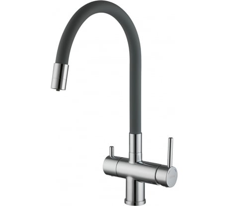 Смеситель для кухни Gappo 35к G4398-30 гибкий излив, с выходом для питьевого фильтра, серый-хром 549411