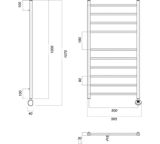 Электрический полотенцесушитель Domoterm Куба П10 500х1000 ER