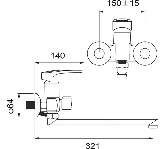 Смеситель для ванны Gota Rocio Salamanca переключение душа d40 1/10 164710-GOTA