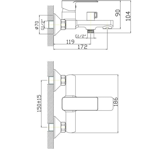 Смеситель для ванны Gota Rocio Vigo литой d35 1/10 014210-GOTA