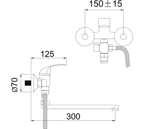 Смеситель для ванны Gota Rocio Cordoba переключение душа d40 1/10 135710-GOTA