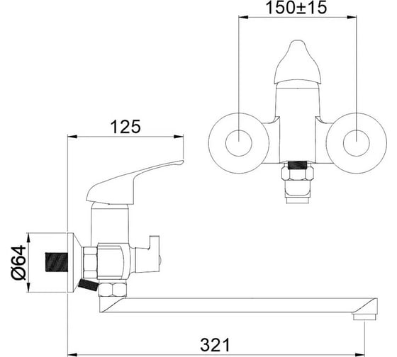Смеситель для ванны Антей Альфа с переключателем душа d40 227021-ANT