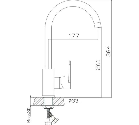 Смеситель для кухни Gota Rocio Vigo с высоким изливом, крепление гайка d35 1/10 012310-GOTA