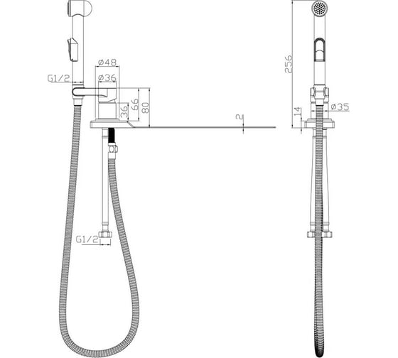 Смеситель для биде Gota Rocio Special с гигиенической лейкой, планка на унитаз d40 1/10 358610-GOTA