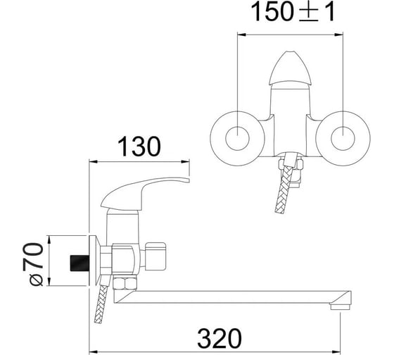 Смеситель для ванны Gota Rocio Cordoba переключение душа d40 1/10 134710-GOTA