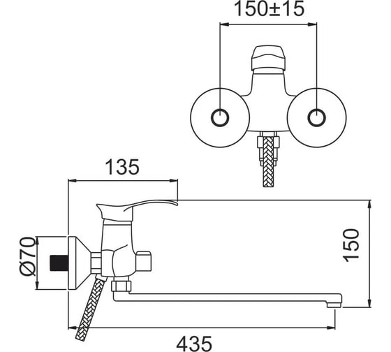 Смеситель для ванны Gota Rocio Madrid переключение душа d40 1/10 114910-GOTA