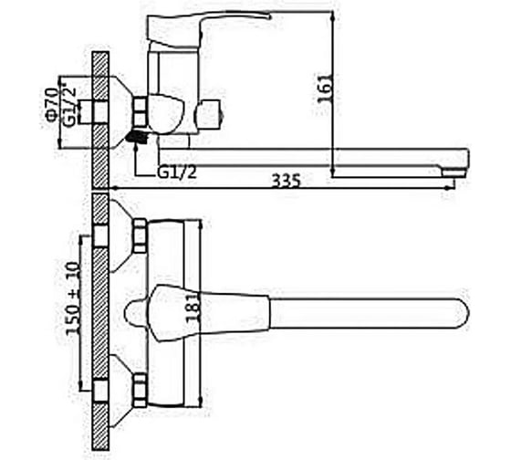 Смеситель для ванны Gota Rocio Murcia переключение душа d35 1/10 084710-GOTA
