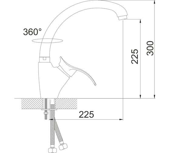 Смеситель для кухни Gota Rocio Madrid с высоким изливом d40 M 1/10 113410-GOTA