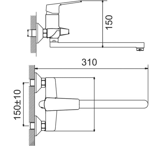 Смеситель для ванны Gota Rocio Galicia переключение душа d35 1/10 034710-GOTA