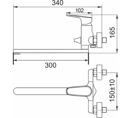 Смеситель для ванны Gota Rocio Merida переключение душа d35 1/10 044710-GOTA