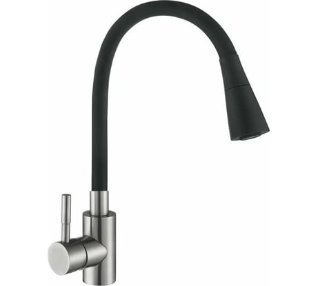 Смеситель для кухни Антей Мармелад с силиконовым изливом, черный, нержавеющая сталь 1/10 572576-ANT