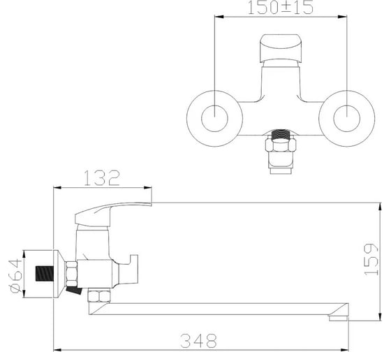Смеситель для ванны Gota Rocio Alicante переключение душа d35 1/10 254810-GOTA