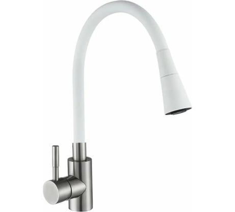 Смеситель для кухни Антей Мармелад с силиконовым изливом, белый, нержавеющая сталь 1/10 572571-ANT