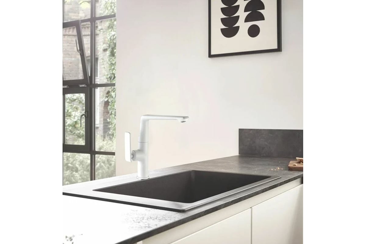 Смеситель для кухни Golden Fox Dartmoor с высоким изливом, белый 11430 ...