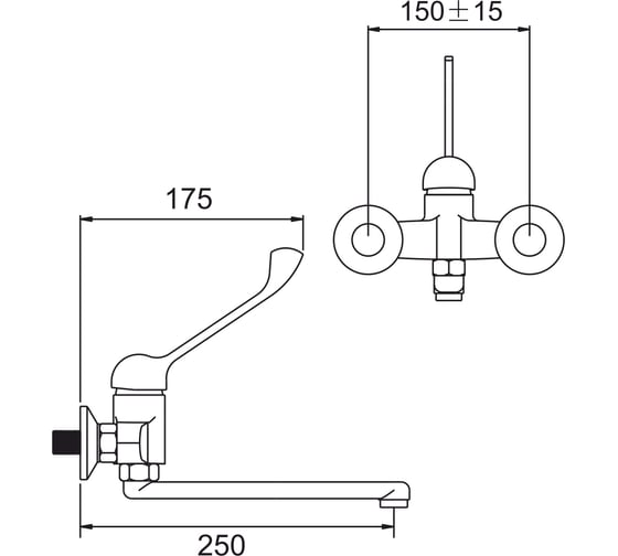 Смеситель для кухни Gota Rocio Medical хирургически, пристенный F-25 см, d35 1/10 219810-GOTA