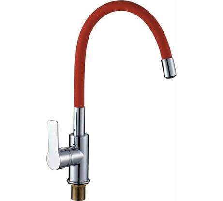 Смеситель для кухни Gota Rocio Santa-Barbara с силиконовым изливом, крепление гайка, красный d35 302537-GOTA