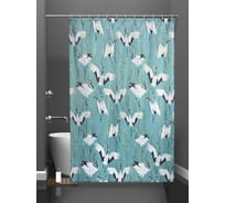 Штора для ванной и кольца Bath Plus Cranes green п akch21030
