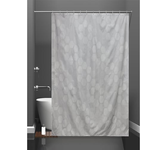 Штора для ванной и кольца Bath Plus Fantasy Hive grey п akch-21306