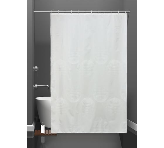 Штора для ванной и кольца Bath Plus Moon Dot III white п akch-21308