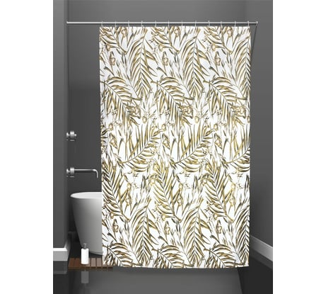 Штора для ванной и кольца Bath Plus Nuts beige п akch20103