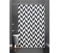 Штора для ванной и кольца Bath Plus Staggered Square blackп akch-21303