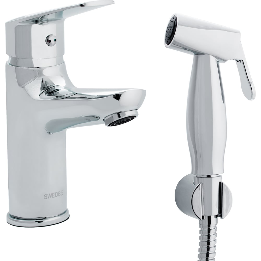 Смеситель для раковины с гигиенической лейкой Swedbe Ares однорычажный ...