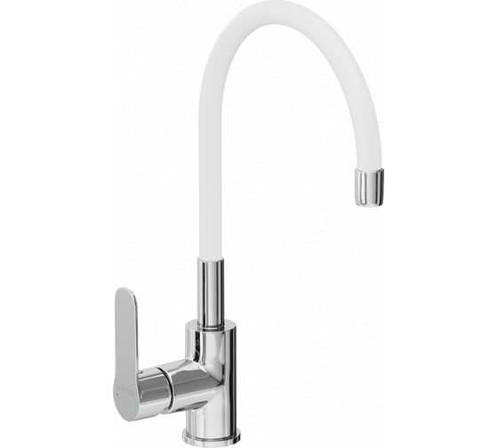 Смеситель для кухни AVRORA-WM Avrora Kitchen с высоким гибким изливом, белый AV9002W